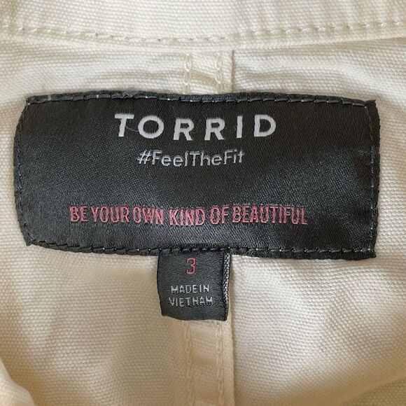 Torrid Chore / Barn Denim Jacket Women’s 3X Ivory Button Up Long Sleeve - Picture 4 of 16